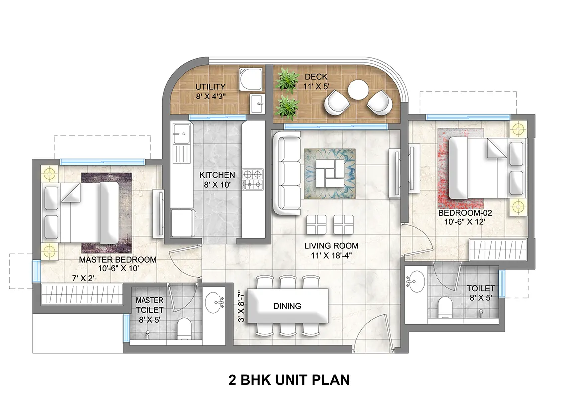 3 BHK-1086 Sq.ft